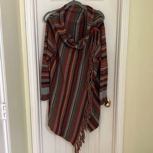 2XL Orange, red, blue, dark blue brown pocho sweater